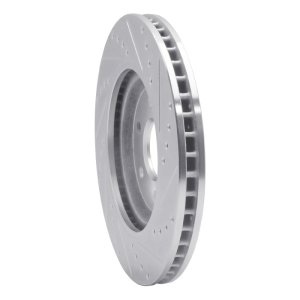 Nissan Pathfinder Brake Rotor (1) - Front Left - R1 Concepts - Drilled & Slotted - Silver - `08-`11